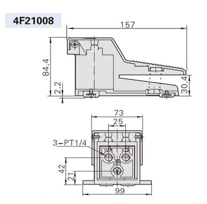 Pneumatik Ventil Fußschalter 5/2 Wege Taster 1/4" Anschluß Taster Schalldämpfer Ocris