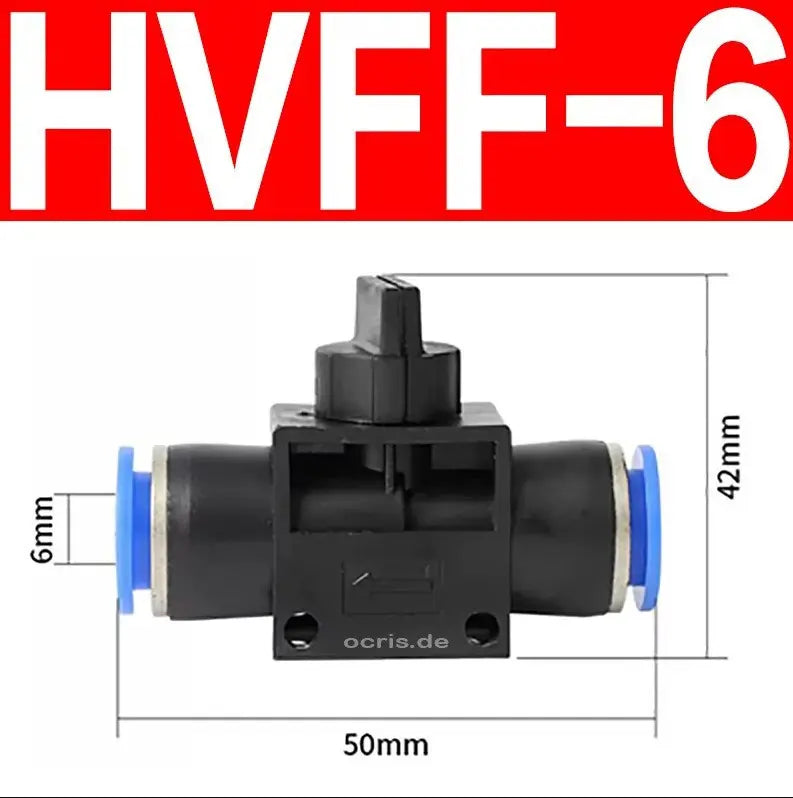 Pneumatisches Zweiwege Absperrventil Kugelhahn Druckluft Sperrhahn HVFF 4/6/8 mm ocris