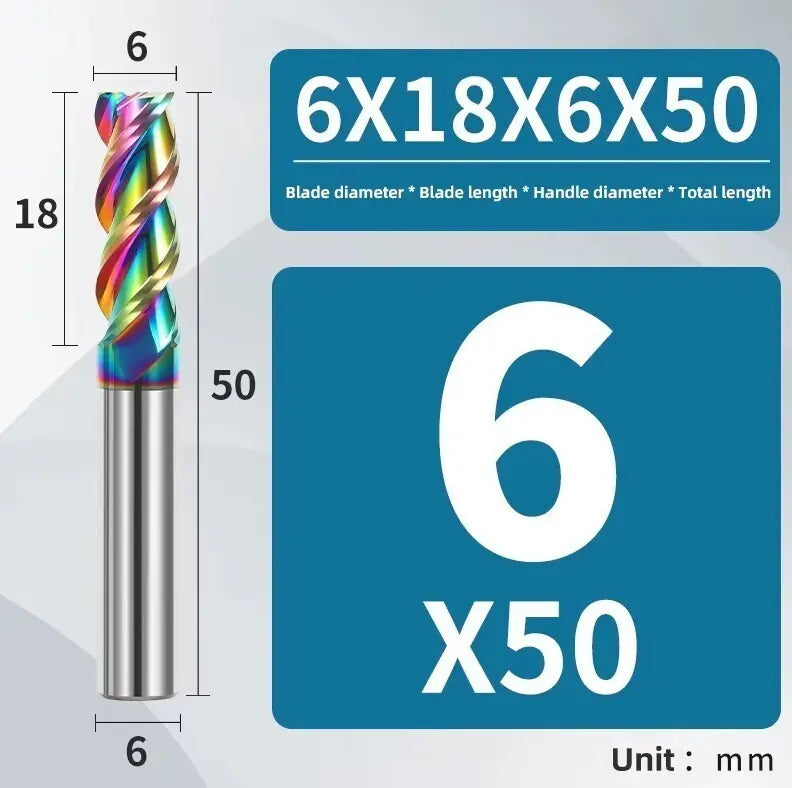 Fräser Aluminium Kunststoffe Beschichtung, Hartmetall, HRC55 6x6x 50 3 Schneiden Ocris