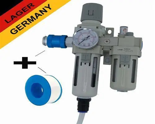 Wartungseinheit Wasserabscheider Filter Druckluft Öler 3/8" Absperrventil LAIZE