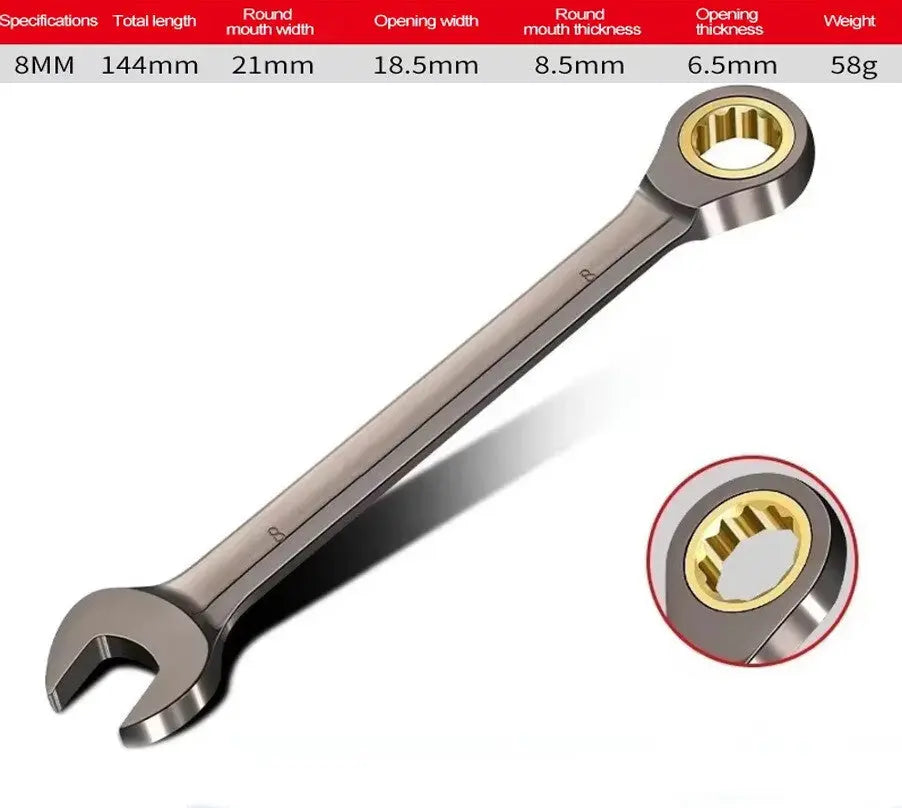 Ringmaul Ratschenschlüssel 8-24 mm Maul-Ringratschenschlüssel Knarrenschlüssel BoLian