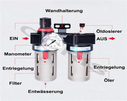 Druckluft Wartungseinheit Druckminderer Wasserabscheider Oeler 3/8 Zoll BFC3000 LAIZE