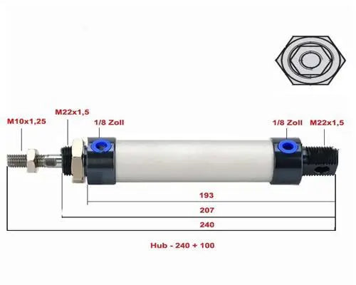 Pneumatikzylinder Pneumatischer Druckluftzylinder Mal 25x75 Doppelwirkend LAIZE