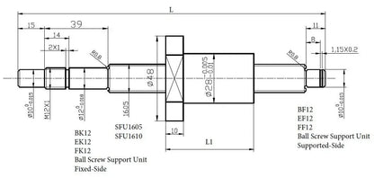 Lineare Führungsschiene 2 Satz HGR20 Block HGH20ca SFU1605 Kugelumlaufspindel 5mm Kabel bk12bf12 cnc Linearantrieb Ocris CNC Tools