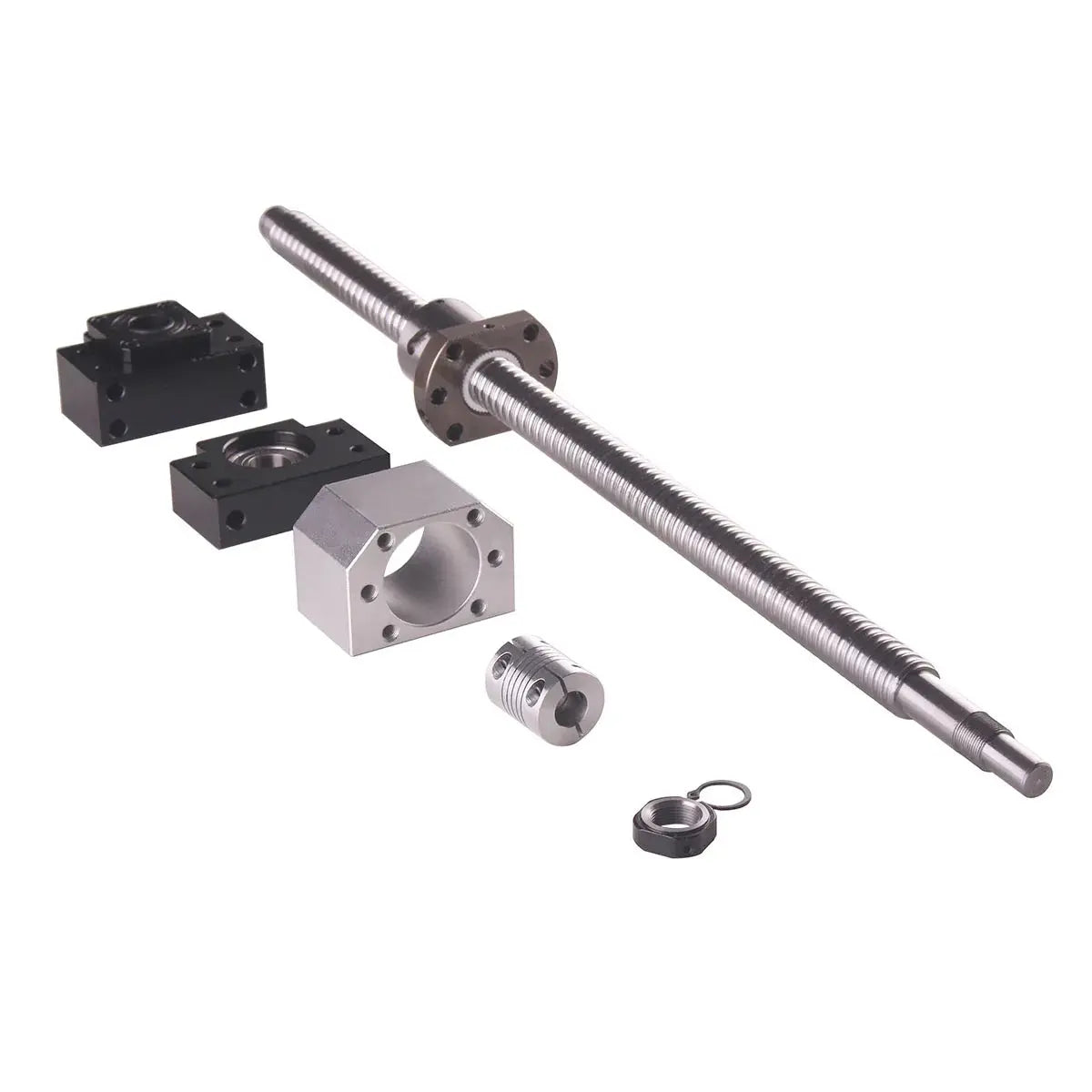 Kugelumlaufspindel SFU2005 500 1000 1500 mm mit Mutter & BK15BF15 & DSG20H Gehäusemutter & Kupplung BR 6,35 mm x 12 mm D25L30 Set Ocris CNC Tools