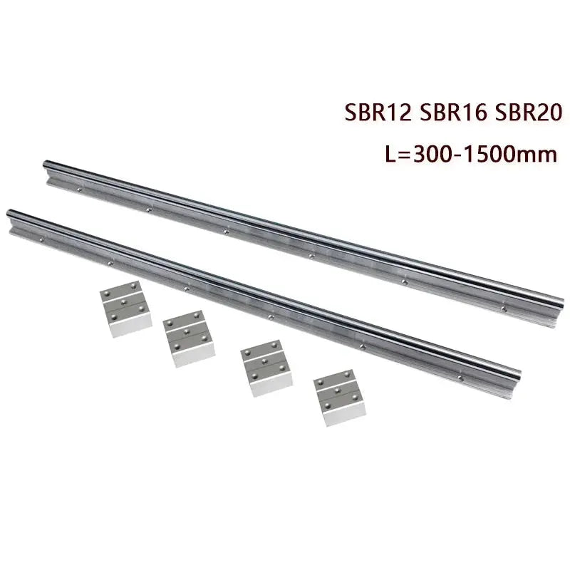 2Stück Linearführungsschienen SBR12 SBR16 SBR20 300-1500mm + 4Stück SBR16/12/20UU Lagerblöcke Ocris CNC Tools