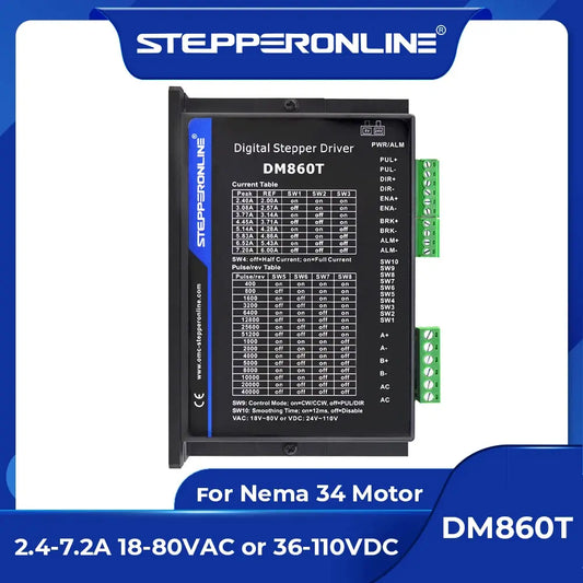 DM860T Nema 34 Schrittmotortreiber 2,4–7,2 A 18–80 VAC oder 36–110 VDC Schrittmotor-Controller für CNC Nema34 Ocris CNC Tools