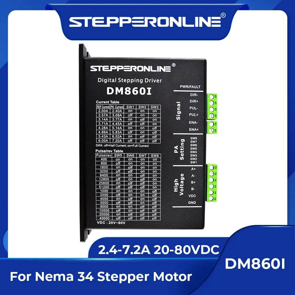 DM860I Digitaler Schrittmotortreiber 2,4–7,2 A 20–80 VDC Schrittmotortreiber-Controller für Nema 34 Schrittmotor CNC Ocris CNC Tools