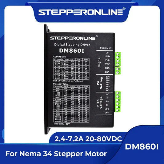 DM860I Digitaler Schrittmotortreiber 2,4–7,2 A 20–80 VDC Schrittmotortreiber-Controller für Nema 34 Schrittmotor CNC Ocris CNC Tools